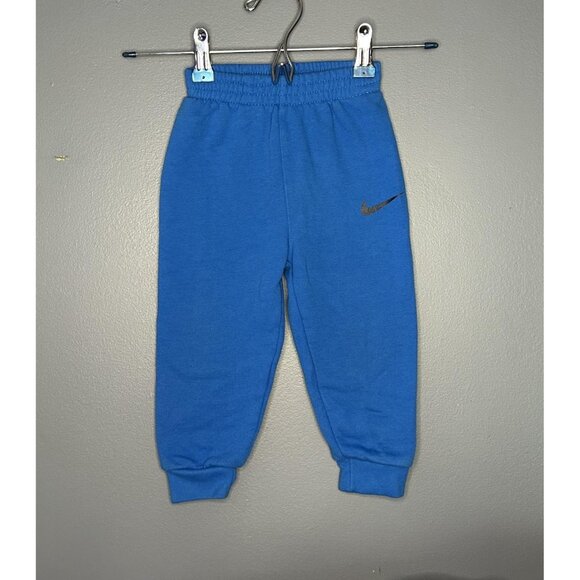Nike Pants Toddler 18M Blue Fleece Joggers Sweatpants Swoosh Logo Elastic Waist - Picture 3 of 5